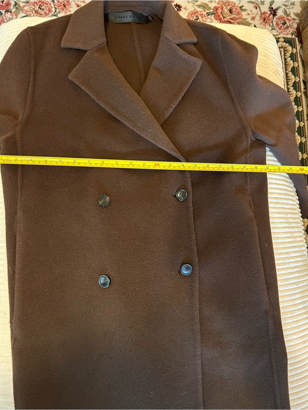 Jenni Kayne Olivia Coat Chocolate Brown Wool Blend Double Breasted Size Small - Picture 6 of 8